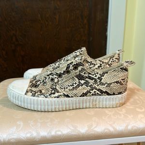 Snakeskin slip on tennis shoes! Women’s size 7